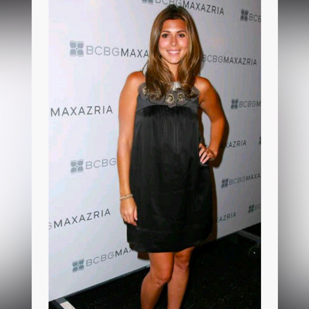 BCBGmaxazria Black Silk Dress with a beautiful flower neckline - size 4 - used